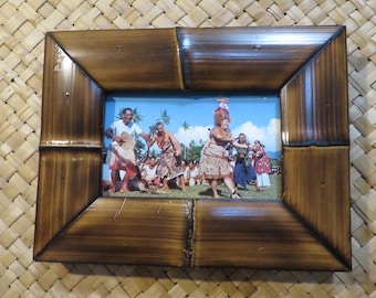 3.5 x 5.5" Hand made Bamboo frame for vintage postcards, photos,etc Perfect Polynesian inspired decor for Tiki bars and enchanted tiki rooms