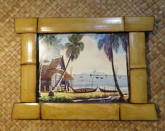 8.5 x 11" Hand made Bamboo frame for photos, prints,magazines, etc Perfect Polynesian inspired decor for Tiki bars and enchanted tiki rooms