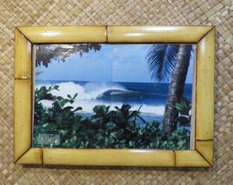 11 x 17" Hand made Bamboo frame for photos, prints,magazines, etc Perfect Polynesian inspired decor for Tiki bars and enchanted tiki rooms