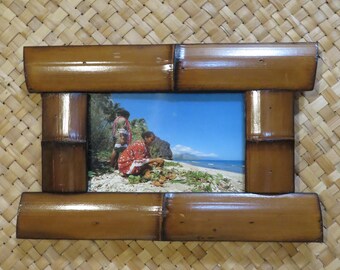 4 x 6" Hand made Bamboo frame for vintage postcards, photos,etc Perfect Polynesian inspired decor for Tiki bars and enchanted tiki rooms