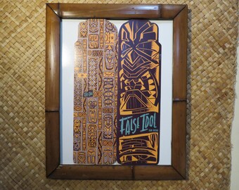 14 x 18" Hand made Bamboo frame for photos, prints,posters, etc Perfect Polynesian inspired decor for Tiki bars and enchanted tiki rooms