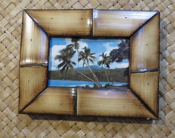 3.5 x 5.5" Hand made Bamboo frame for vintage postcards, photos,etc Perfect Polynesian inspired decor for Tiki bars and enchanted tiki rooms