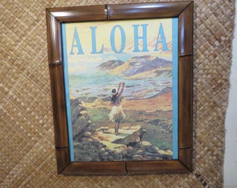 16 x 20" Hand made Bamboo frame for photos, prints,posters, etc Perfect Polynesian inspired decor for Tiki bars and enchanted tiki rooms