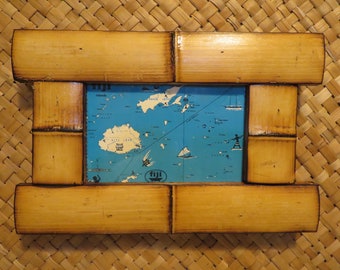 4 x 6" Hand made Bamboo frame for vintage postcards, photos,etc Perfect Polynesian inspired decor for Tiki bars and enchanted tiki rooms