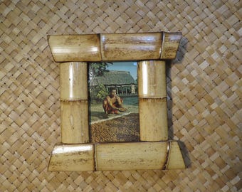3.5 x 5.5" Hand made Bamboo frame for vintage postcards, photos,etc Perfect Polynesian inspired decor for Tiki bars and enchanted tiki rooms