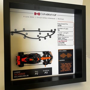 Canadian GP 2024 F1 Display Frame | Lando Norris McLaren MCL38 | Circuit Gilles Villeneuve Art | Formula 1 Fan Gift | Hand-Made F1 frame.