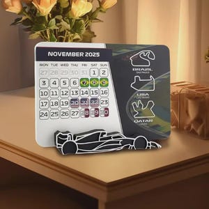 F1 Race Calendar 2025: Grand Prix Schedule Tracker, Motorsport Desk Decor