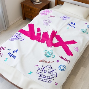 Arcane Jinx Decke: League of Legends Graffiti Plüsch Überwurf
