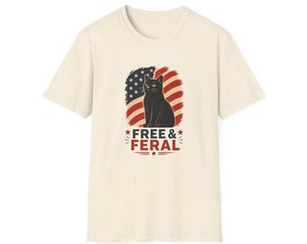 Chat gratuit et sauvage du 4 juillet, jour de l'indépendance, T-shirt souple unisexe
