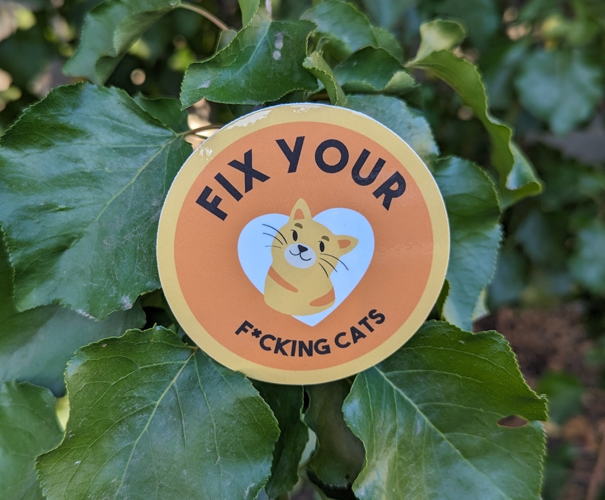 Fix Your Fucking Cats [censored]- 3in. Round Vinyl Sticker - Thumbnail 2