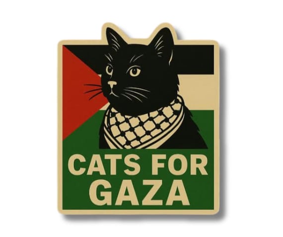Cats for Gaza Sticker – Palestinian Solidarity Decal, Weatherproof Vinyl (Laptop, Bottle)