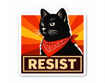 Autocollant Chat Résistant | Autocollant de protestation en vinyle résistant aux intempéries, 7,6 cm de haut, antifasciste, militant, résistance, politique, manifestation