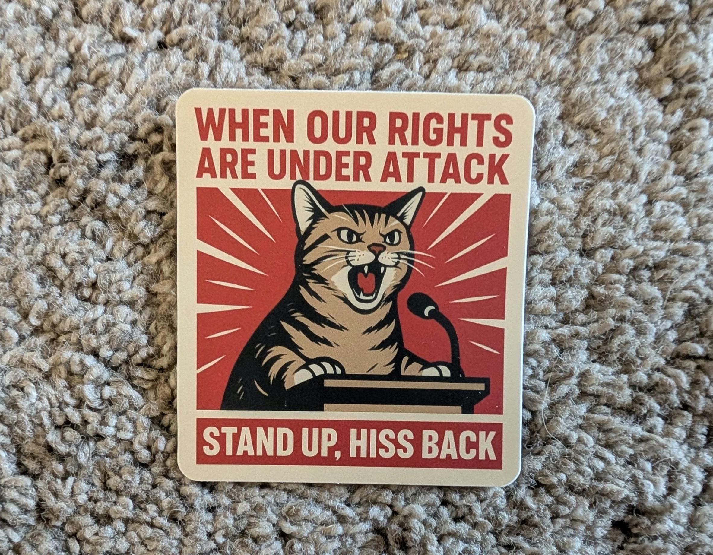 When our rights are under attack, stand up hiss back sticker - Thumbnail 2