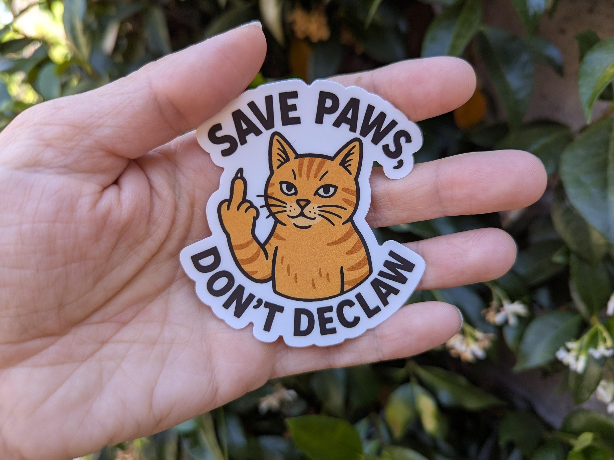 Save Paws- Don't Declaw Cat Sticker - Thumbnail 2