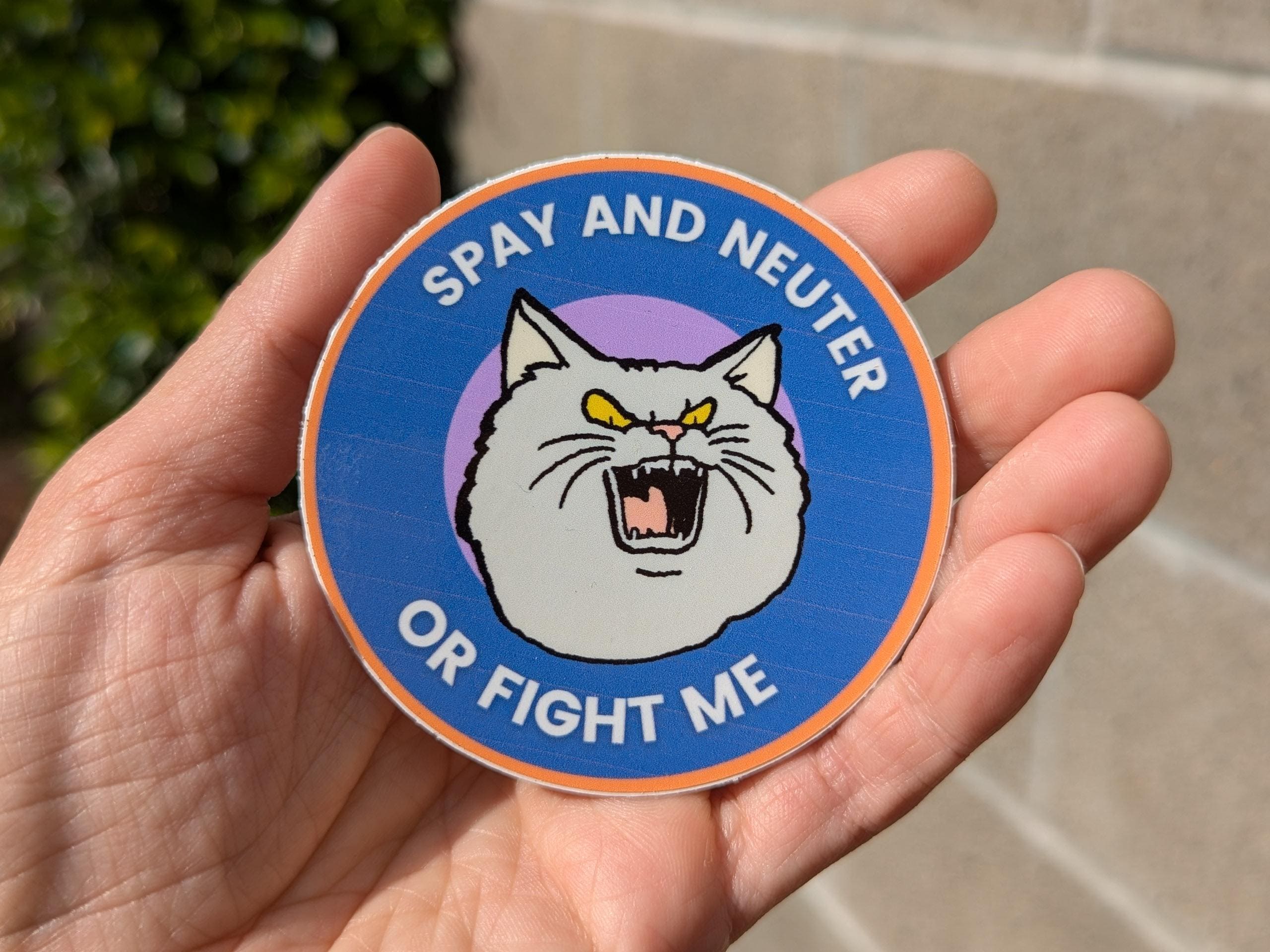 Spay and Neuter or Fight Me- 3in. Round Sticker - Thumbnail 3