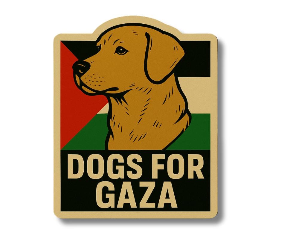 Dogs for Gaza - Palestinian Flag Sticker