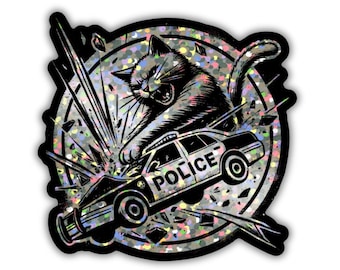 All Cats Are Beautiful - Kitty hates cops glitter sticker