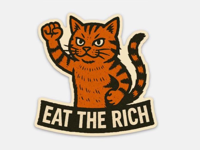 Eat the Rich Cat Sticker - Thumbnail 2