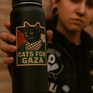 Cats for Gaza Sticker – Palestinian Solidarity Decal, Weatherproof Vinyl (Laptop, Bottle) image 1