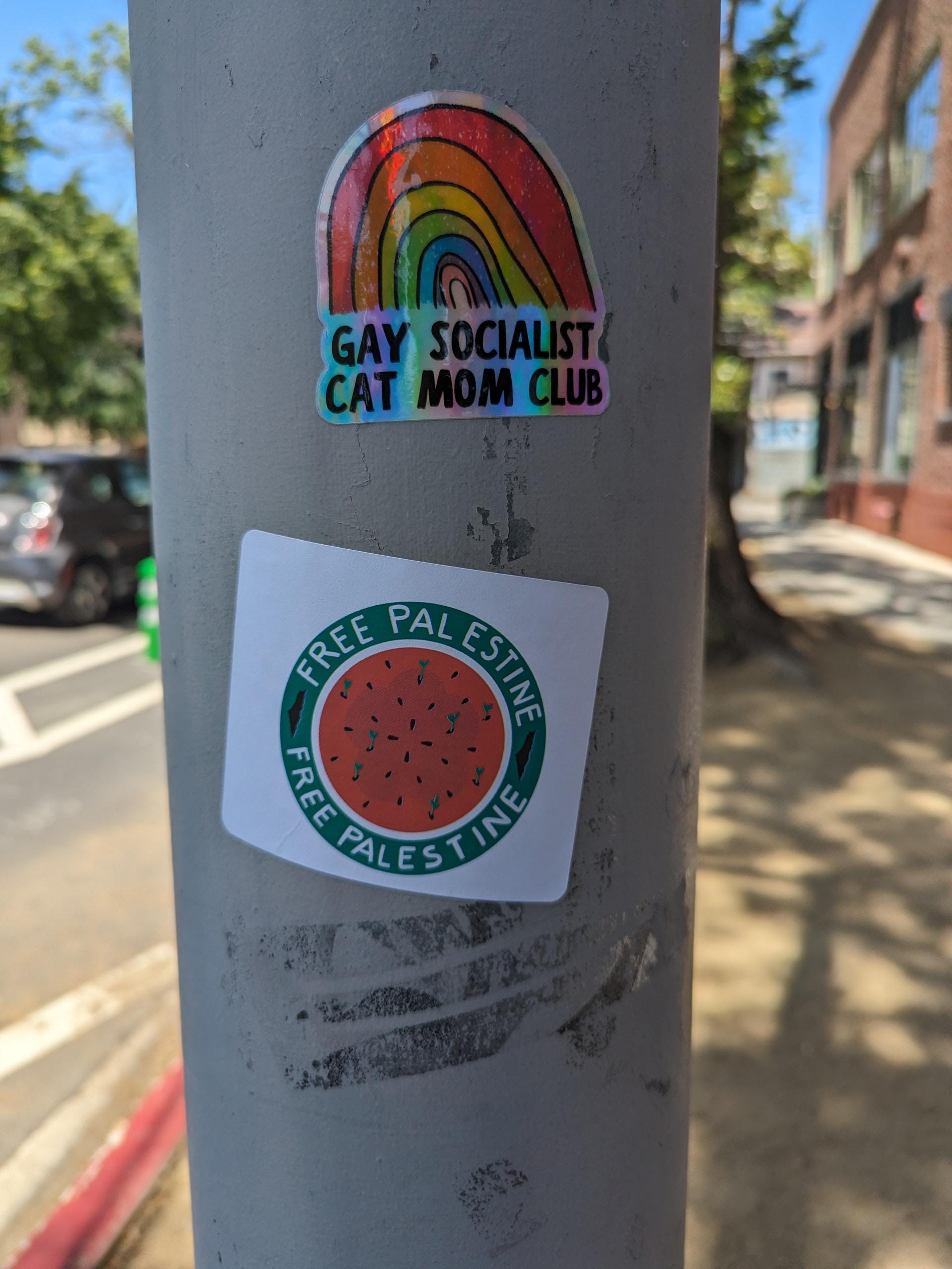 Gay Socialist Cat Mom Club Holographic Sticker - Thumbnail 2