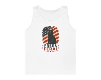 Free and Feral 4 juillet Fête de l'indépendance Débardeur unisexe en coton épais