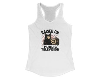 Débardeur Cat Public TV Racerback | T-shirt vintage à motif télévisé