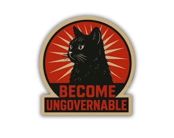 Aimant à chat soviétique ingouvernable – Protestation anarchiste de gauche, art anticapitaliste, mème de rébellion, aimant de réfrigérateur, aimant de voiture
