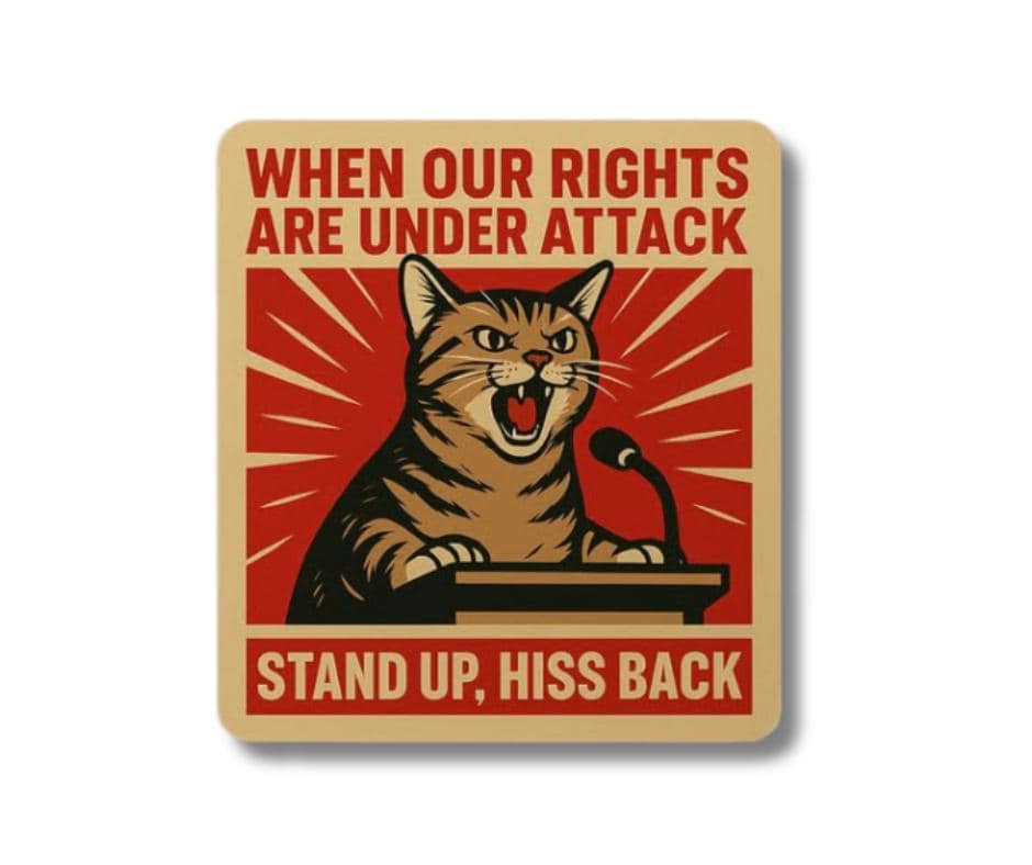 When our rights are under attack, stand up hiss back sticker