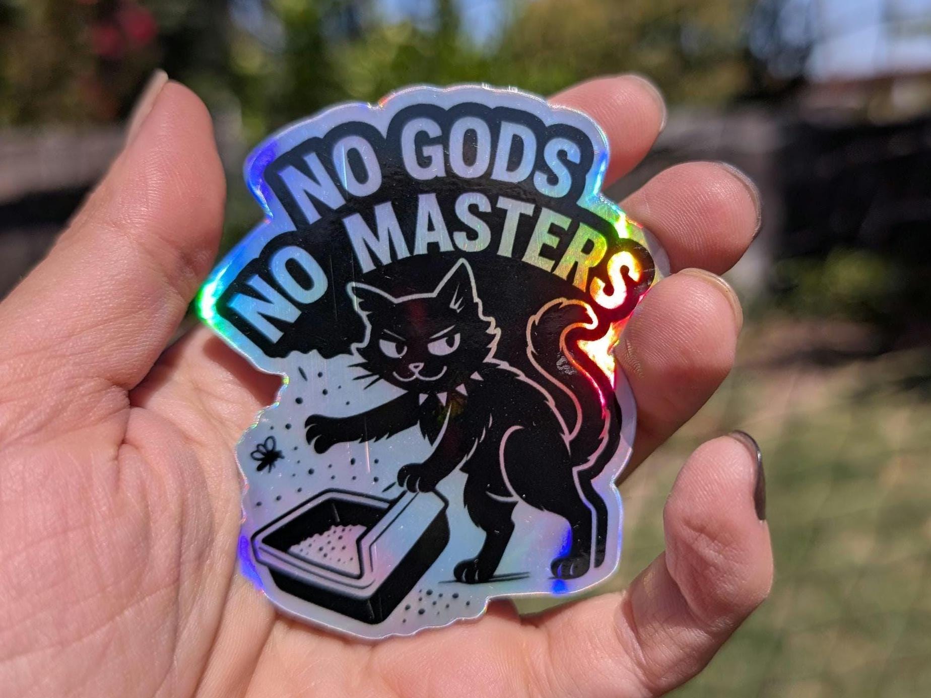 No Gods, No Masters Holographic Sticker