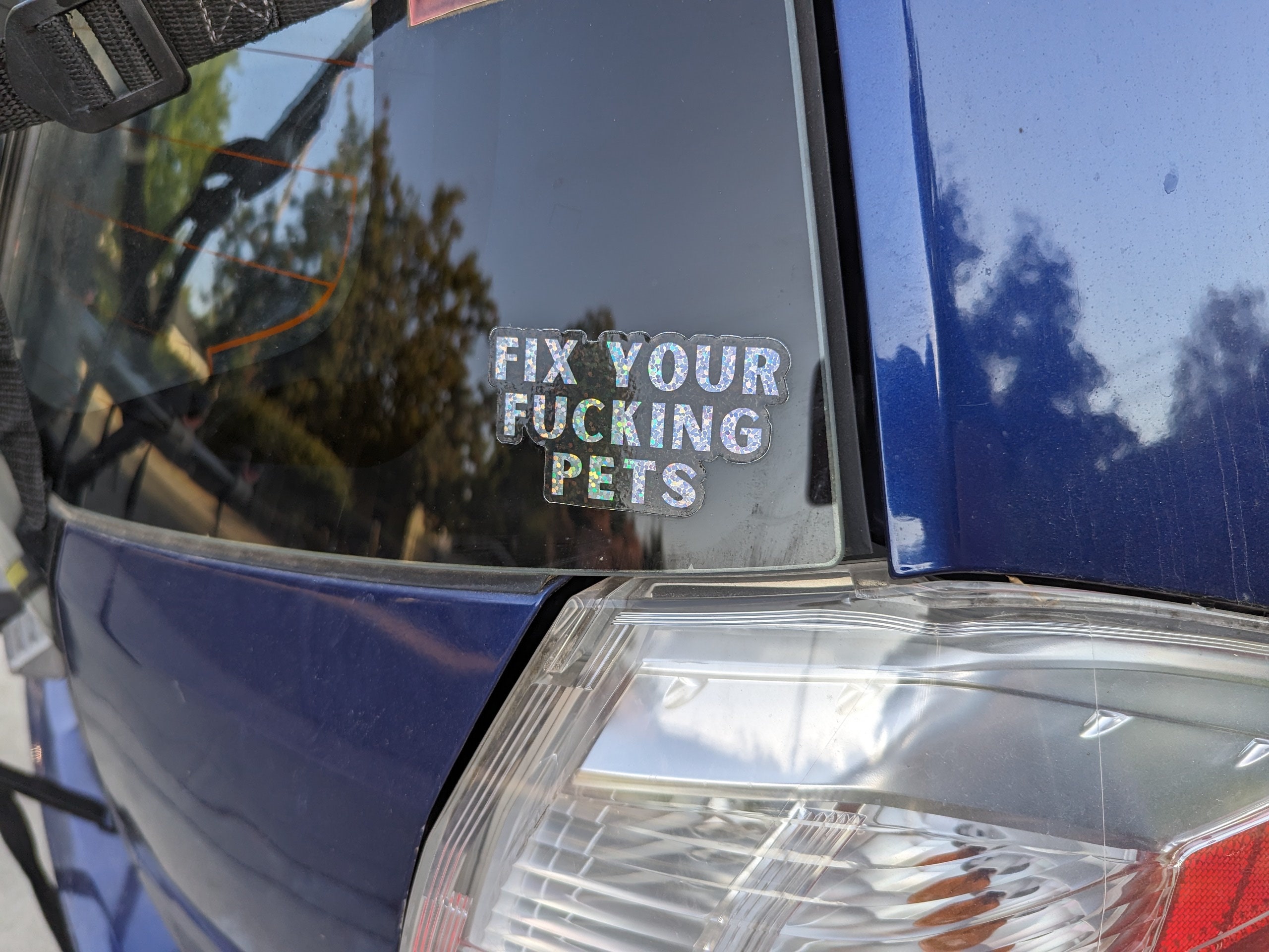 Fix Your Fucking Pets Glitter Sticker 3" wide - Thumbnail 6