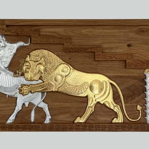 Löwe greift den Stier an, Persepolis-Flachrelief, Achämenidenkunst, Wandmalerei, Persische Kunst, Flachrelief