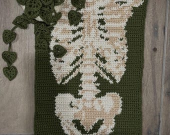 Skeleton Tapestry Crochet Pattern: Halloween Gothic Wall Art (PDF)