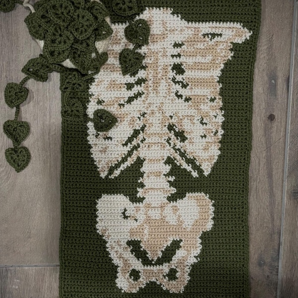 Skeleton Tapestry Crochet Pattern: Halloween Gothic Wall Art (PDF)