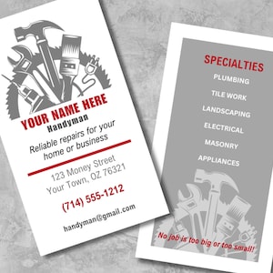 Handyman Visitenkarten Vorlage, DIY Visitenkarten, Handyman Logo, Reparatur Visitenkarte, Reparatur Business Logo,