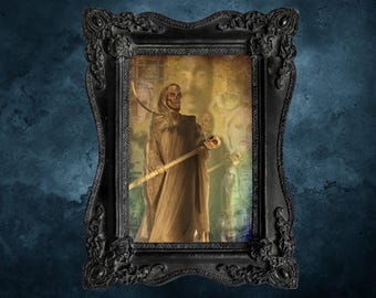 Grim Reaper Watercolor Art Print: Spooky Halloween Decor (Digital Download)