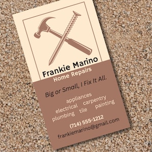 Handyman Business Card Template, Construction Business Card, Repair Business Card, DIY Business Cards, Editable Handyman Card