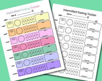 Intermittent Fasting Tracker | Weekly Tracker | Time Restricted Eating | Instant Download
