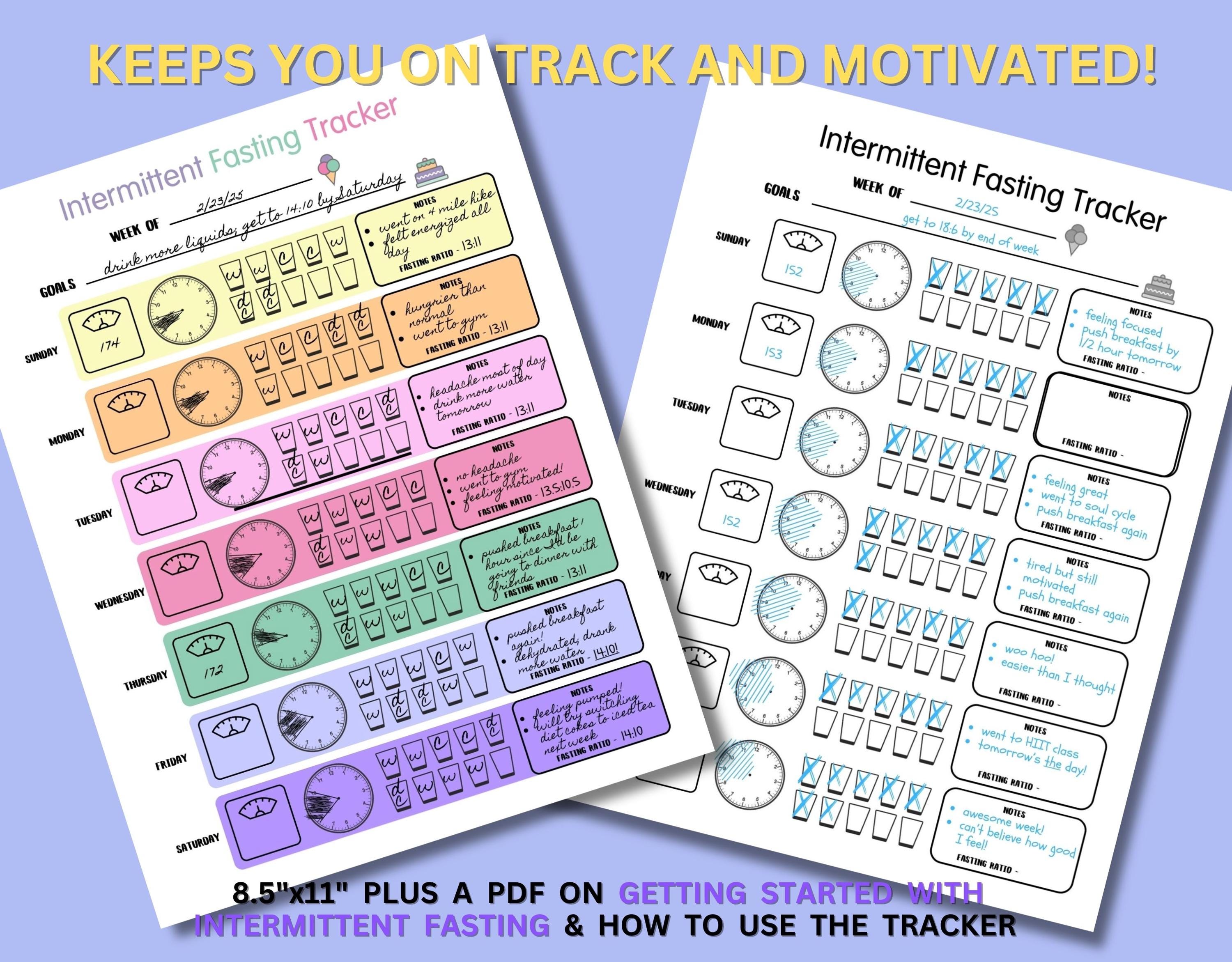 Fasting Worksheets.pdf Printable Weekly Intermittent Fasting Tracker (PDF) - Etsy