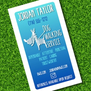 Professional Dog Walker Business Card Template, Editable Business Card, Pet Business Essentials, Dog Walking Business Card, Dog Walker Card