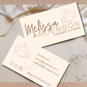 Elegante visitekaartjes, visitekaartje bruiloftplanner, bewerkbare evenementplanner, influencer-sjablonen, evenementplanner