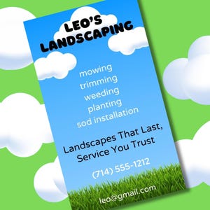 Landscaping Business Card Template: Vertical Design (Digital Download)