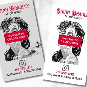 Tattoo Artist Business Cards, Tattoo Shop Card Template, Editable Artist Business Card, Editable Business Card Template, Artsy Business Card
