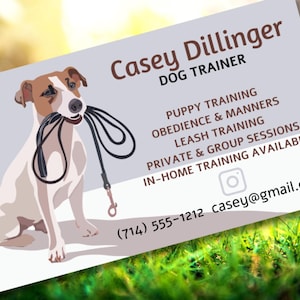 Hundetrainer Visitenkarte Vorlage, bearbeitbare Hundetrainer Visitenkarte, anpassbare Visitenkarte für Hundetrainer, Hundetraining
