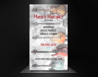 Musician Business Card Template | Guitar Player Marketing | Edit in Canva