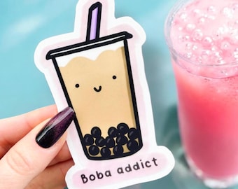 Boba Addict Bubble Tea Clear Sticker Decal Laptop Waterbottle