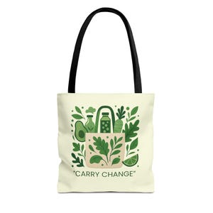 Eco-Friendly Tote Bag - &quot;Carry Change&quot; Design, Reusable Shopping Bag, Gift for Nature Lovers, Sustainable Tote Bag, Everyday Essentials