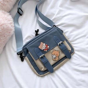 Adorable sac à bandoulière en toile pour femme - Petit sac à bandoulière de couleur unie, sac d'étudiant à bandoulière réglable, fourre-tout décontracté quotidien