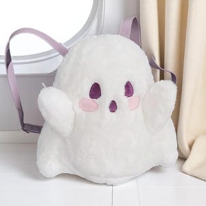 Y2K Ghost Plush Backpack – Kawaii Fluffy Crossbody Bag, Cute Cartoon Shoulder Purse, Soft Casual Messenger Bag for Girls and Women