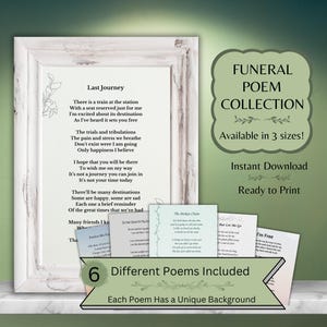 Printable Funeral Poems – Set of 6 Memorial Poems – Instant Download Sympathy Poems – Funeral Decor – 3 Sizes Included – Digital Print