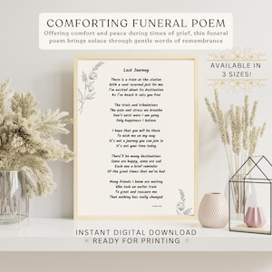 Funeral Poem Printable • Last Journey • Memorial Poem Digital Download • In Loving Memory Poem • Celebration of Life Poem • Bereavement Gift